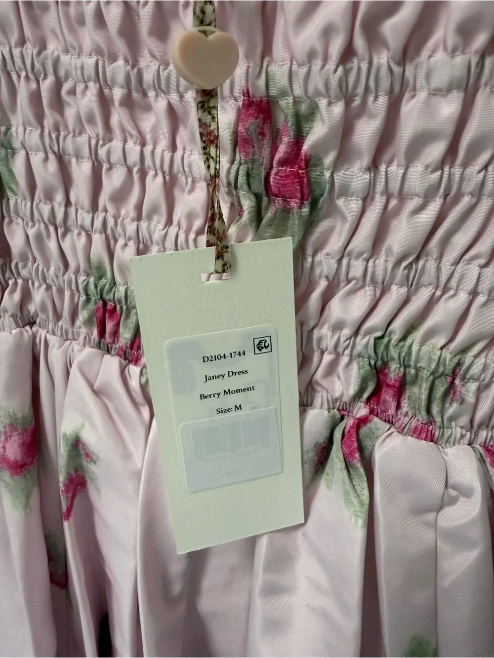 LoveShackFancy Pink Floral Smocked Puff-Sleeve Blouse